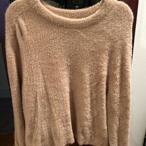 Aerie Tan Crew Neck Sweater Soft Plush Knit